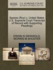 Speese (Roy) V. United States U.S. Supreme Court Transcript of Record with Supporting Pleadings - Book