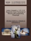 Lipton (Joseph) V. U.S. U.S. Supreme Court Transcript of Record with Supporting Pleadings - Book