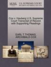 Cox V. Hauberg U.S. Supreme Court Transcript of Record with Supporting Pleadings - Book