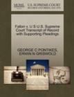 Fallon V. U S U.S. Supreme Court Transcript of Record with Supporting Pleadings - Book