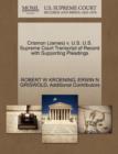 Crismon (James) V. U.S. U.S. Supreme Court Transcript of Record with Supporting Pleadings - Book