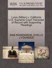 Luros (Milton) V. California U.S. Supreme Court Transcript of Record with Supporting Pleadings - Book