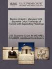 Benton (John) V. Maryland U.S. Supreme Court Transcript of Record with Supporting Pleadings - Book