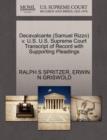 Decavalcante (Samuel Rizzo) V. U.S. U.S. Supreme Court Transcript of Record with Supporting Pleadings - Book