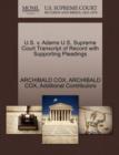 U.S. V. Adams U.S. Supreme Court Transcript of Record with Supporting Pleadings - Book