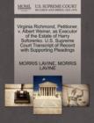 Virginia Richmond, Petitioner, V. Albert Weiner, as Executor of the Estate of Harry Soforenko. U.S. Supreme Court Transcript of Record with Supporting Pleadings - Book