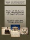 Menk V. U S U.S. Supreme Court Transcript of Record with Supporting Pleadings - Book