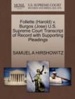 Follette (Harold) V. Burgos (Jose) U.S. Supreme Court Transcript of Record with Supporting Pleadings - Book