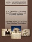 U. S. V. Romano U.S. Supreme Court Transcript of Record with Supporting Pleadings - Book