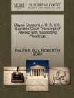 Mayse (Joseph) V. U. S. U.S. Supreme Court Transcript of Record with Supporting Pleadings - Book
