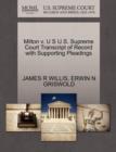 Milton V. U S U.S. Supreme Court Transcript of Record with Supporting Pleadings - Book