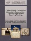 Cotten (Richard) V. Schlesinger (James) U.S. Supreme Court Transcript of Record with Supporting Pleadings - Book