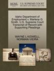 Idaho Department of Employment V. Marlene G. Smith. U.S. Supreme Court Transcript of Record with Supporting Pleadings - Book