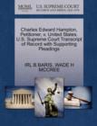 Charles Edward Hampton, Petitioner, V. United States. U.S. Supreme Court Transcript of Record with Supporting Pleadings - Book