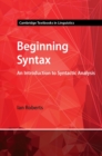 Beginning Syntax : An Introduction to Syntactic Analysis - Book