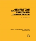 Generative Grammar and Linguistic Competence (RLE Linguistics B: Grammar) - eBook