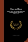 Piano and Song : How to Teach, How to Learn, and How to Form a Judgment of Musical Performances - Book