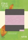The One Year Bible NIV, Slimline Edition, TuTone (LeatherLike, Heather Gray/Pink) - Book