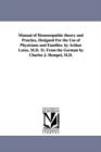 Manual of Homoeopathic theory and Practice, Designed For the Use of Physicians and Families. by Arthur Lutze, M.D. Tr. From the German by Charles J. Hempel, M.D. - Book