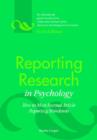 Reporting Research in Psychology : How to Meet Journal Article Reporting Standards - Book