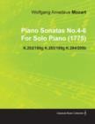 Piano Sonatas No.4-6 By Wolfgang Amadeus Mozart For Solo Piano (1775) K.282/189g K.283/189g K.284/205b - Book