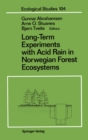 Long-Term Experiments with Acid Rain in Norwegian Forest Ecosystems - eBook