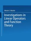 Investigations in Linear Operators and Function Theory : Part I - Book