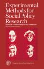 Experimental Methods for Social Policy Research : Pergamon International Library of Science, Technology, Engineering and Social Studies - eBook