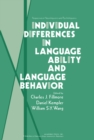 Individual Differences in Language Ability and Language Behavior - eBook