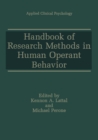 Handbook of Research Methods in Human Operant Behavior - eBook