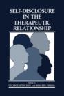 Self-Disclosure in the Therapeutic Relationship - Book