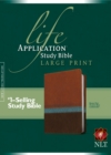 NLT Life Application Study Bible, Second Edition, Large Print (Red Letter, LeatherLike, Heather Blue/Brown/Tan) - Book