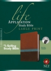 NLT Life Application Study Bible, Second Edition, Large Print (Red Letter, LeatherLike, Heather Blue/Brown/Tan, Indexed) - Book