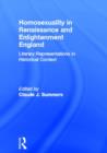 Homosexuality in Renaissance and Enlightenment England : Literary Representations in Historical Context - Book