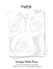 Vintage White Roses Stationery Paper : Cute Letter Writing Paper for Home, Office, 25 Count, Floral Print - Book