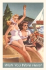 Vintage Journal Women in a Speedboat Travel Poster - Book