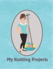 My Knitting Projects : Modern Knitting Woman With Brunette Hair on a Blue Background, Glossy Finish - Book