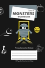 School of Monsters Workbook, A5 Size, Wide Ruled, White Paper, Primary Composition Notebook, 102 Sheets (Black) - Book