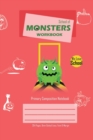 School of Monsters Workbook, A5 Size, Wide Ruled, White Paper, Primary Composition Notebook, 102 Sheets (Pink) - Book