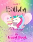 Birthday Guest Book For Kids : Children Birthday Book with Unicorn Design on Pink Cover 8x10 inch - Book