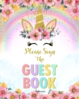 Birthday Guest Book For Girls : Birthday Book with Unicorn Design on Cover 8x10 inches - Book