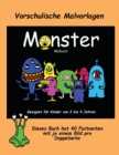 Vorschulische Malvorlagen : Ein extra grosses Malbuch mit sussen Monsterzeichnungen fur Kleinkinder und Kinder von 2 bis 4 Jahren. Dieses Buch hat 40 Farbseiten mit je einem Bild pro Doppelseite - Book