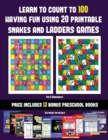 Pre K Worksheets (Learn to Count to 100 Having Fun Using 20 Printable Snakes and Ladders Games) : A Full-Color Workbook with 20 Printable Snakes and Ladders Games for Preschool/Kindergarten Children. - Book