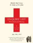 British Red Cross and Order of St John Enquiry List for Wounded and Missing : July 24th 1915 - Book