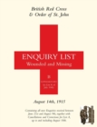 British Red Cross and Order of St John Enquiry List for Wounded and Missing : August 14th 1915 - Book
