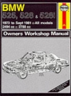 B. M. W. 525, 528 and 528i 1973-81 Owner's Workshop Manual - Book