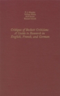 Critique of Beckett Criticism : [A  A Guide to Research in English, French and German - Book