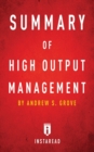 Summary of High Output Management : by Andrew S. Grove - Includes Analysis - Book