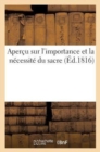 Apercu Sur l'Importance Et La Necessite Du Sacre - Book
