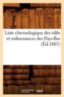 Liste Chronologique Des Edits Et Ordonnances Des Pays-Bas (Ed.1885) - Book